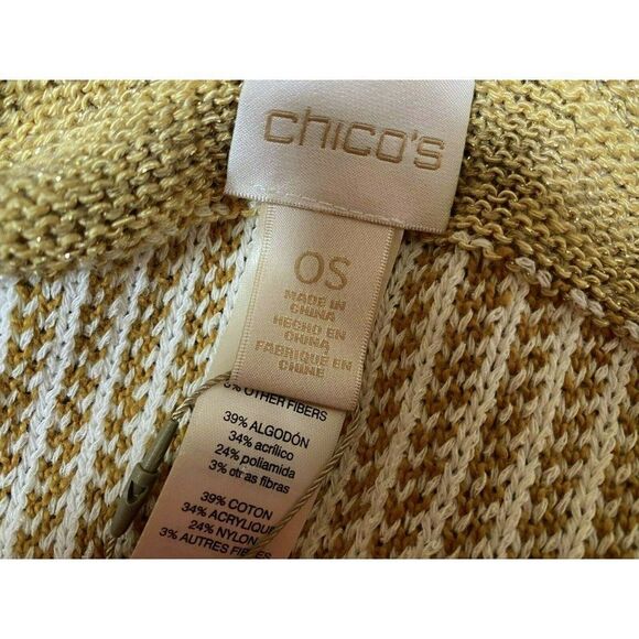 Chico's Mya Ruana One Size Fringed Multi Pattern Textured Neutral Combo NEW - Picture 7 of 8